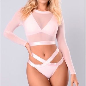 Blush Pink Mesh Covered Bikini